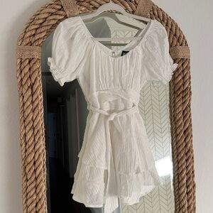 Adorable Katie J Tween White Puff Sleeve Dress